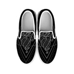 Black And White Virgo Sign Print White Slip On Shoes