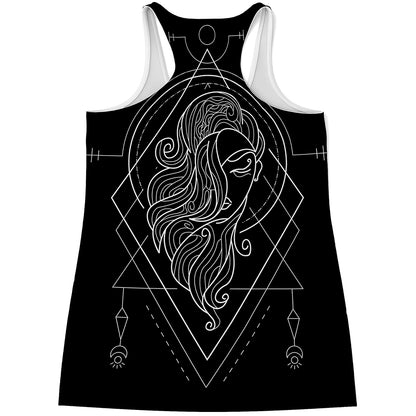 Black And White Virgo Sign Print Women's Racerback Tank Top