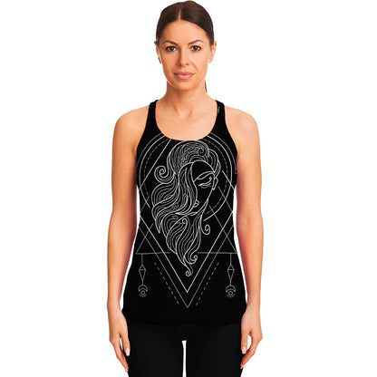 Black And White Virgo Sign Print Women's Racerback Tank Top