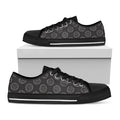 Black And White Volleyball Pattern Print Black Low Top Sneakers