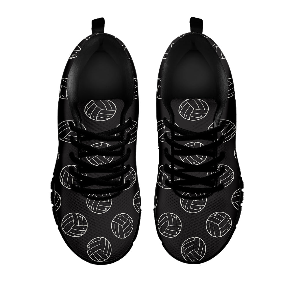 Black And White Volleyball Pattern Print Black Sneakers