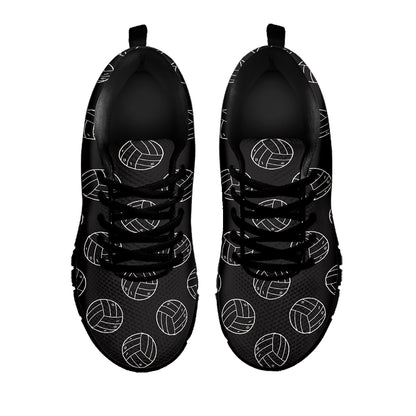 Black And White Volleyball Pattern Print Black Sneakers