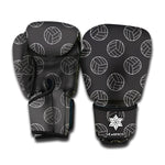 Black And White Volleyball Pattern Print Boxing Gloves