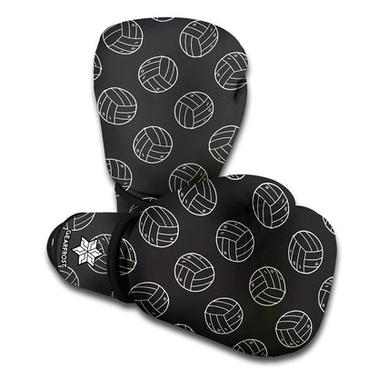 Black And White Volleyball Pattern Print Boxing Gloves