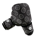 Black And White Volleyball Pattern Print Boxing Gloves