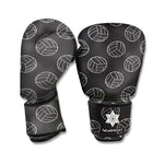 Black And White Volleyball Pattern Print Boxing Gloves
