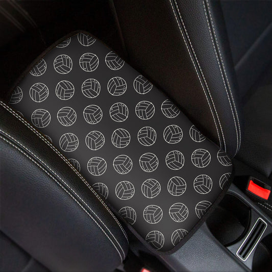 Black And White Volleyball Pattern Print Car Center Console Cover