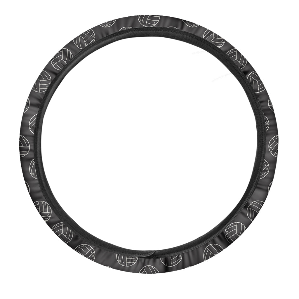 Black And White Volleyball Pattern Print Car Steering Wheel Cover