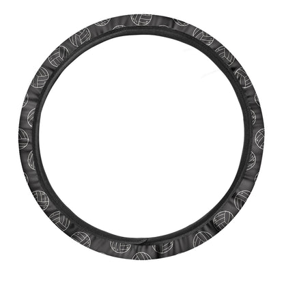 Black And White Volleyball Pattern Print Car Steering Wheel Cover