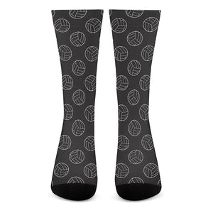 Black And White Volleyball Pattern Print Crew Socks