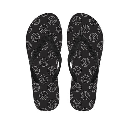 Black And White Volleyball Pattern Print Flip Flops