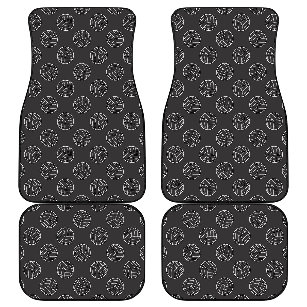 Black And White Volleyball Pattern Print Front and Back Car Floor Mats