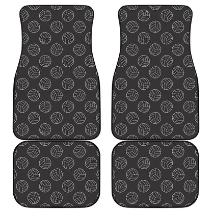 Black And White Volleyball Pattern Print Front and Back Car Floor Mats