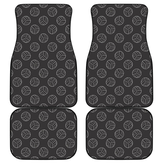 Black And White Volleyball Pattern Print Front and Back Car Floor Mats