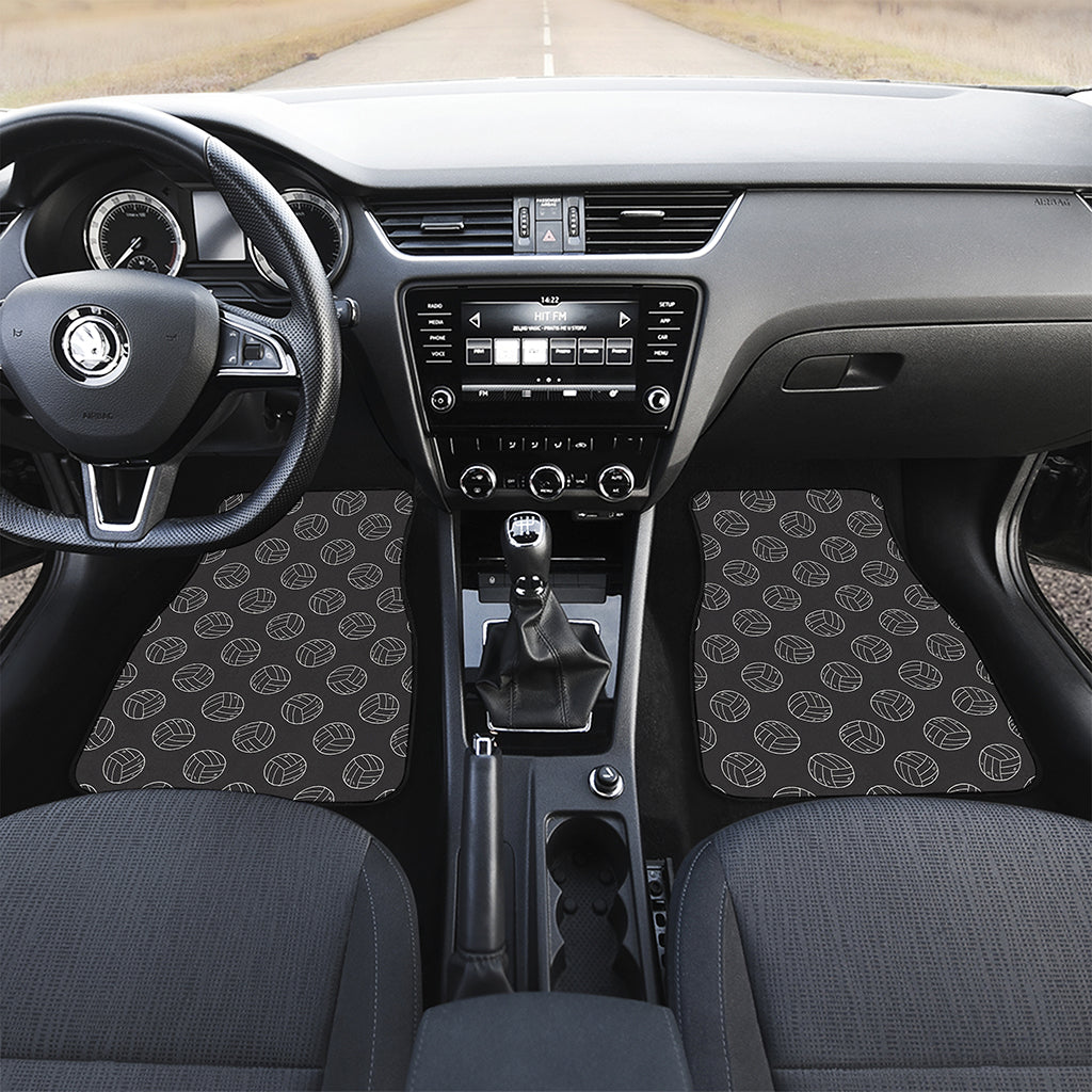 Black And White Volleyball Pattern Print Front Car Floor Mats