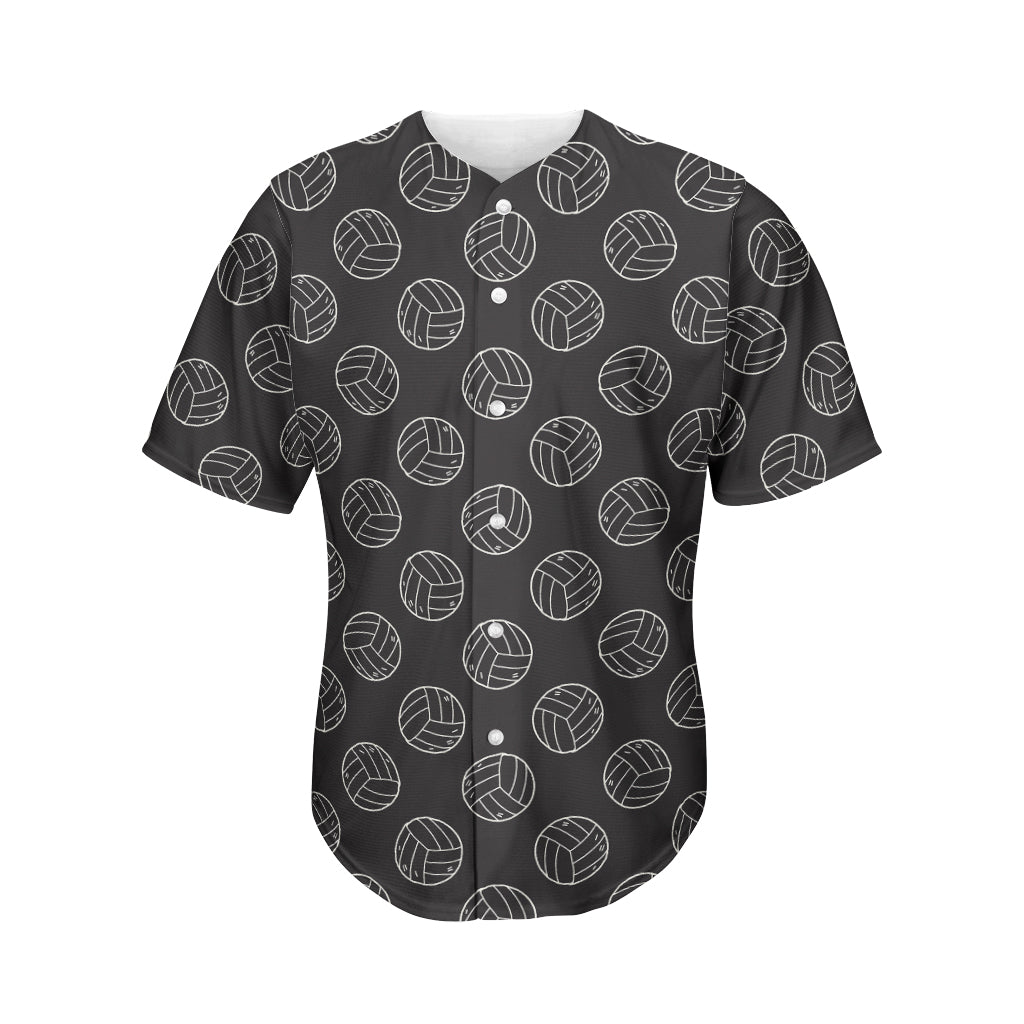 Black And White Volleyball Pattern Print Men's Baseball Jersey