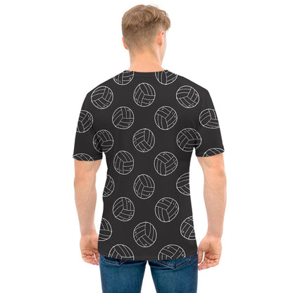 Black And White Volleyball Pattern Print Men's T-Shirt