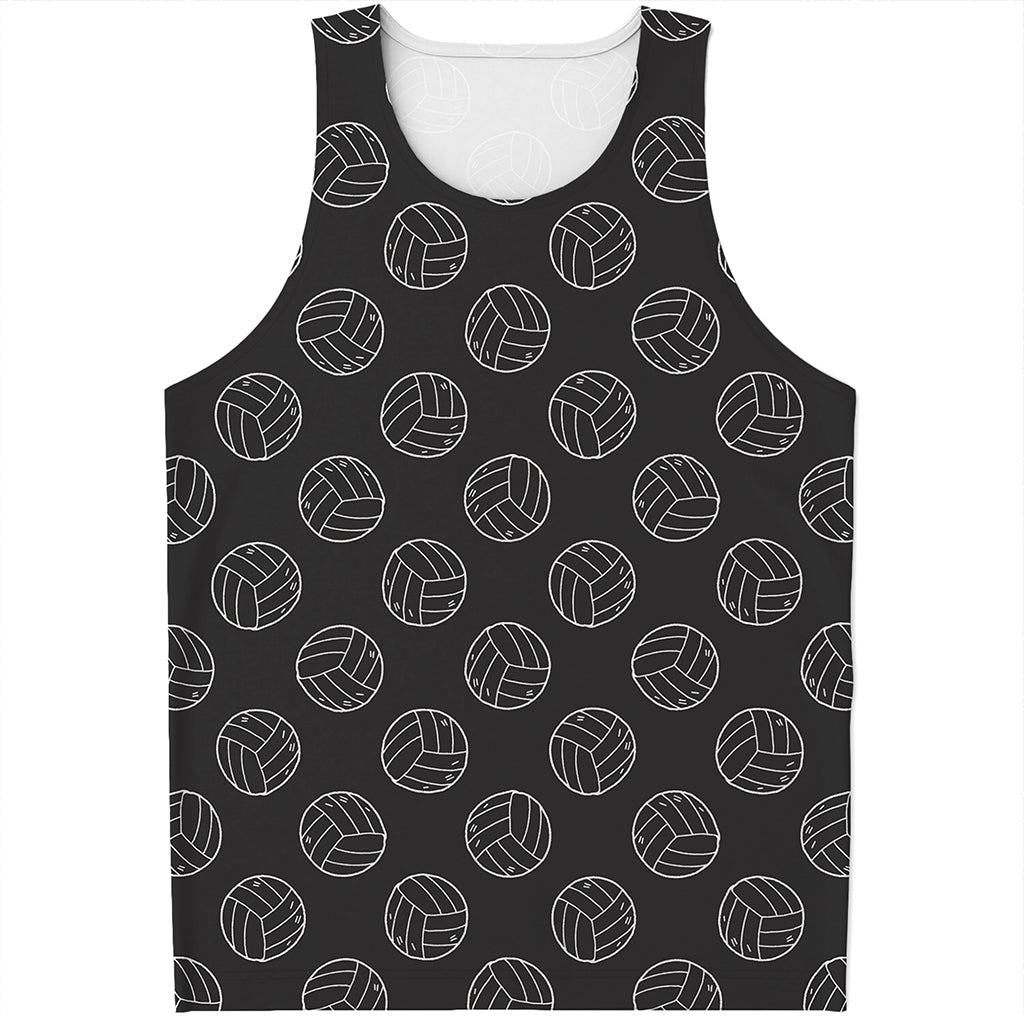 Black And White Volleyball Pattern Print Men's Tank Top