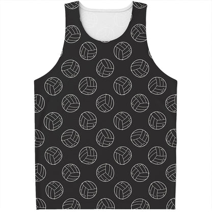 Black And White Volleyball Pattern Print Men's Tank Top