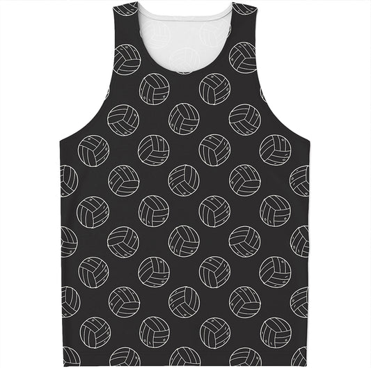 Black And White Volleyball Pattern Print Men's Tank Top