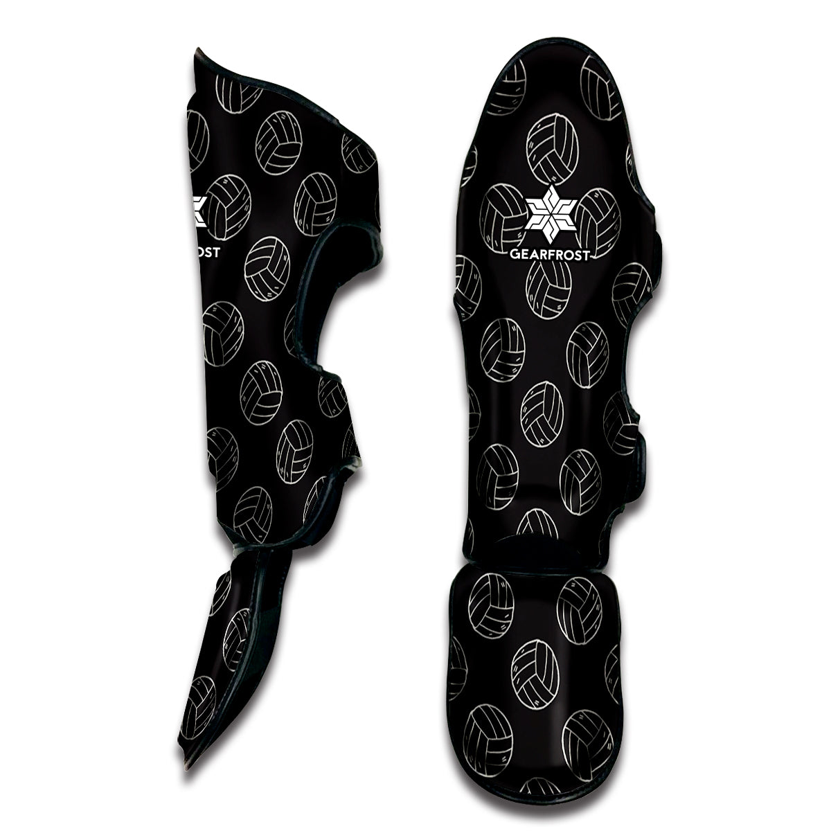 Black And White Volleyball Pattern Print Muay Thai Shin Guard