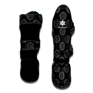 Black And White Volleyball Pattern Print Muay Thai Shin Guard