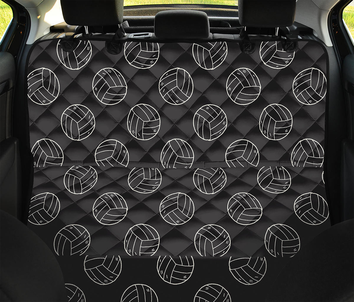 Black And White Volleyball Pattern Print Pet Car Back Seat Cover