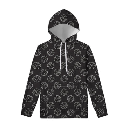 Black And White Volleyball Pattern Print Pullover Hoodie
