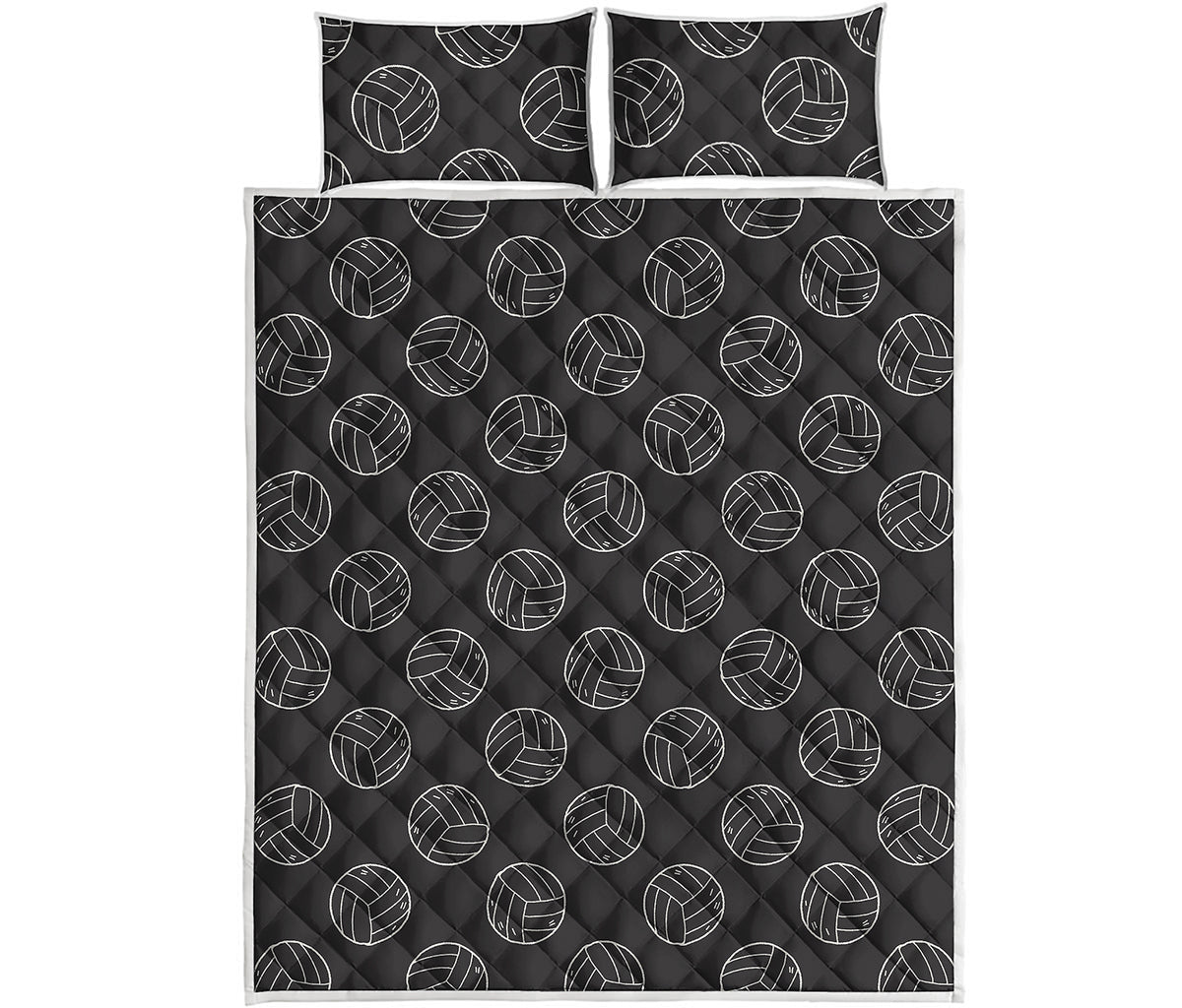 Black And White Volleyball Pattern Print Quilt Bed Set