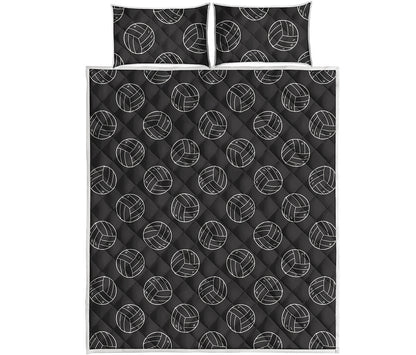 Black And White Volleyball Pattern Print Quilt Bed Set