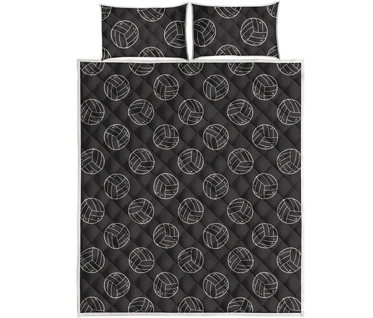 Black And White Volleyball Pattern Print Quilt Bed Set