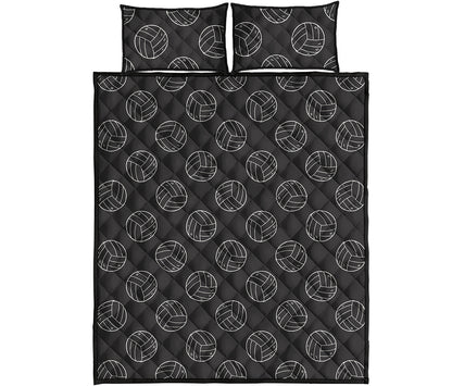 Black And White Volleyball Pattern Print Quilt Bed Set