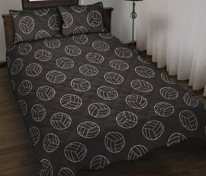 Black And White Volleyball Pattern Print Quilt Bed Set