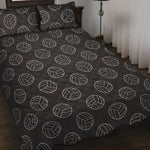 Black And White Volleyball Pattern Print Quilt Bed Set