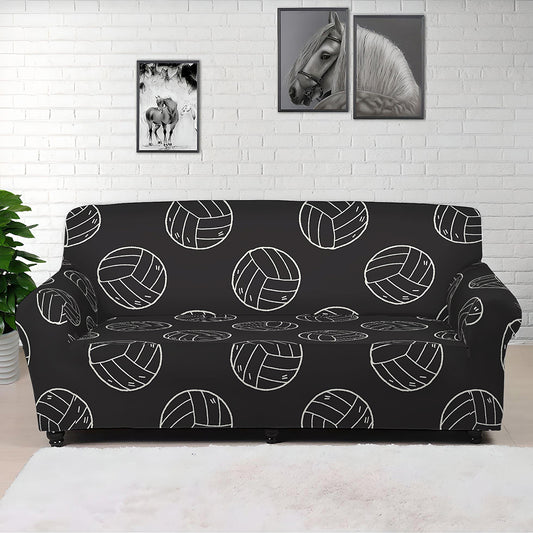 Black And White Volleyball Pattern Print Sofa Cover
