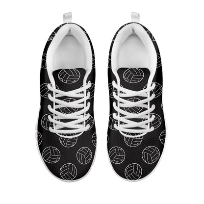 Black And White Volleyball Pattern Print White Sneakers