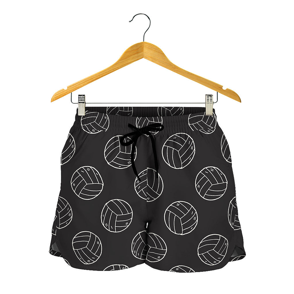 Black And White Volleyball Pattern Print Women's Shorts