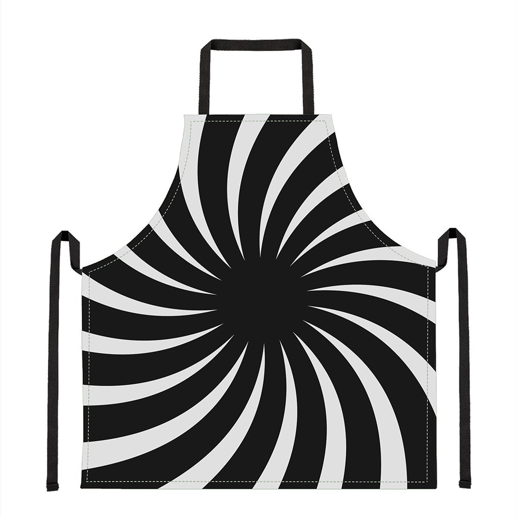 Black And White Vortex Swirl Print Apron