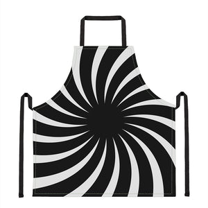 Black And White Vortex Swirl Print Apron