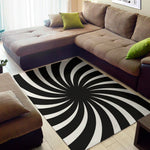 Black And White Vortex Swirl Print Area Rug