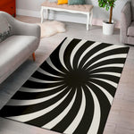 Black And White Vortex Swirl Print Area Rug
