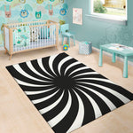 Black And White Vortex Swirl Print Area Rug