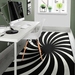 Black And White Vortex Swirl Print Area Rug