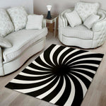 Black And White Vortex Swirl Print Area Rug