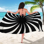 Black And White Vortex Swirl Print Beach Sarong Wrap