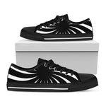 Black And White Vortex Swirl Print Black Low Top Shoes