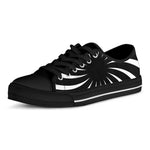 Black And White Vortex Swirl Print Black Low Top Shoes