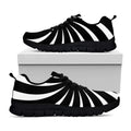 Black And White Vortex Swirl Print Black Running Shoes