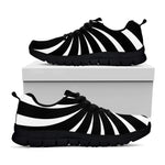 Black And White Vortex Swirl Print Black Sneakers