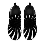 Black And White Vortex Swirl Print Black Sneakers